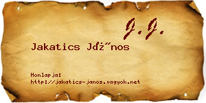 Jakatics János névjegykártya